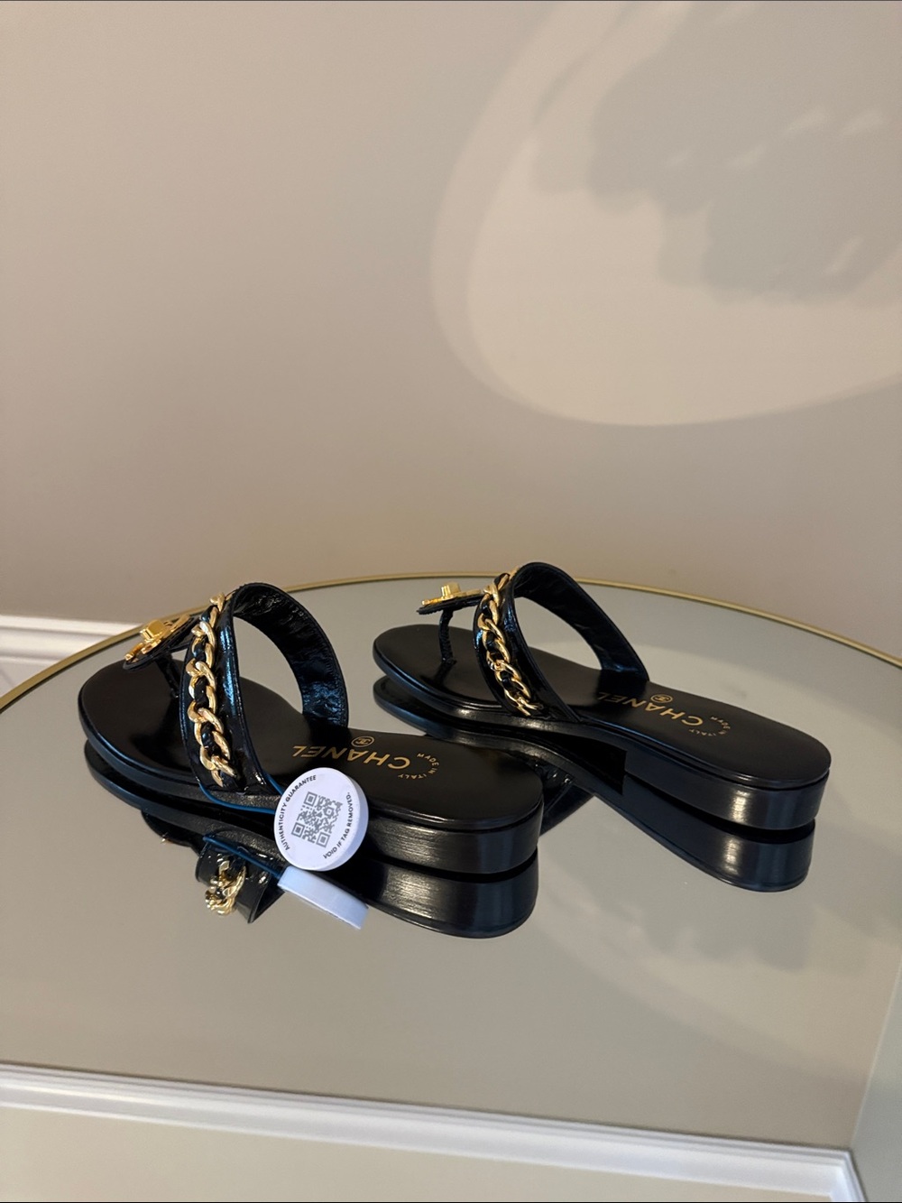 CHANEL Turnlock gold chain sandals size 36.5 - Picture 11 of 17